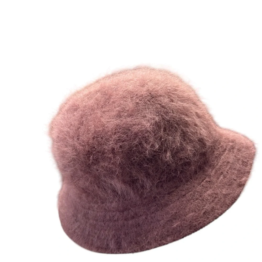Kolob Furry MOHAIR Fedora Bucket Hat Winter Classic Deep Burgundy Classic Winter
